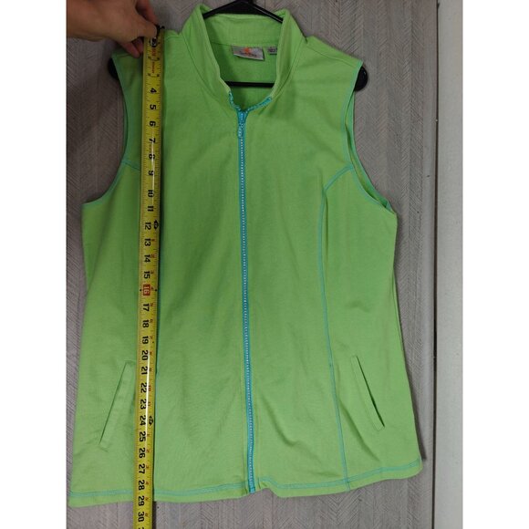 Quacker Factory Womens Green Sleeveless Full Zip Vest Jacket Size Large - Picture 7 of 8
